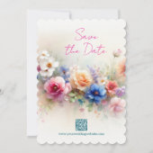 Gegolfde Watercolor Bloemen Script Save The Date (Achterkant)