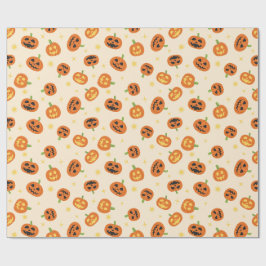 Gegooide Halloween Pompoenen Patroon op zachte crè Cadeaupapier
