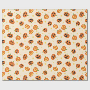 Gegooide Halloween Pompoenen Patroon op zachte crè Cadeaupapier