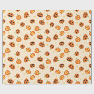 Gegooide Halloween Pompoenen Patroon op zachte crè Cadeaupapier