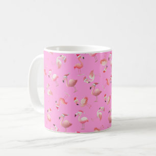 Gegooide Kerst Flamingo's op Roze Koffiemok