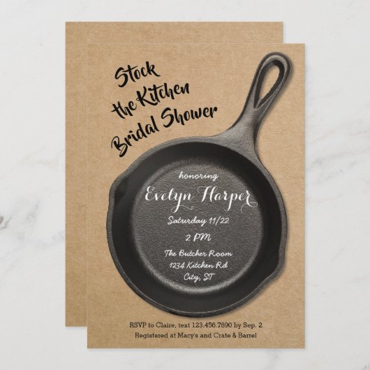 Gegoten ijzervoorraad op het keukenVrijgezellenfee Kaart (Voorkant / Achterkant)