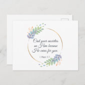 Gegoten je zorgen over hem 1 Peter 5:7 Briefkaart (Voorkant / Achterkant)