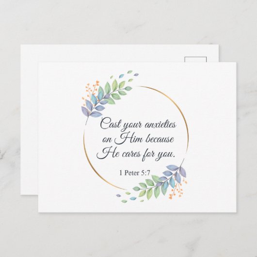 Gegoten je zorgen over hem 1 Peter 5:7 Briefkaart (Voorkant / Achterkant)