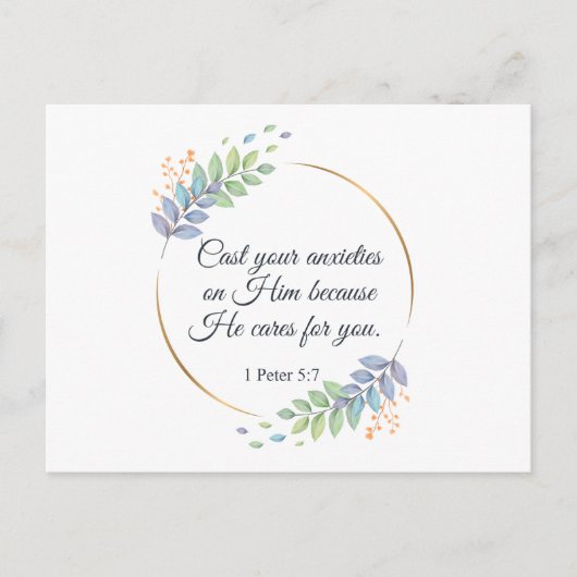 Gegoten je zorgen over hem 1 Peter 5:7 Briefkaart (Voorkant)