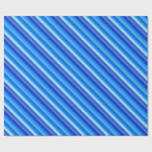 Gegoten strepen - kobalt en bleek blauw cadeaupapier (Vlak)