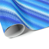 Gegoten strepen - kobalt en bleek blauw cadeaupapier (Rol Hoek)