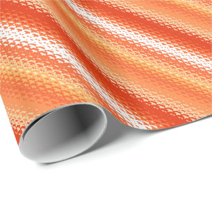 Gegoten strepen - oranje en wit cadeaupapier