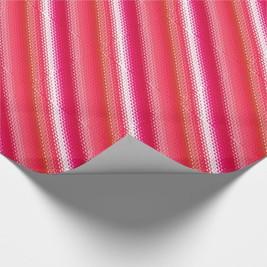 Gegoten strepen - rood, roze en wit cadeaupapier (Hoek)