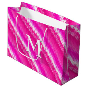 Gegoten strepen - roze en fuchsie large cadeautasje