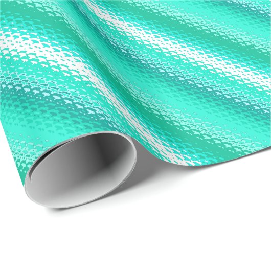 Gegoten strepen - turkooizen en wit cadeaupapier (Rol Hoek)