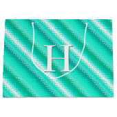 Gegoten strepen - turkooizen en wit large cadeautasje (Voorkant)