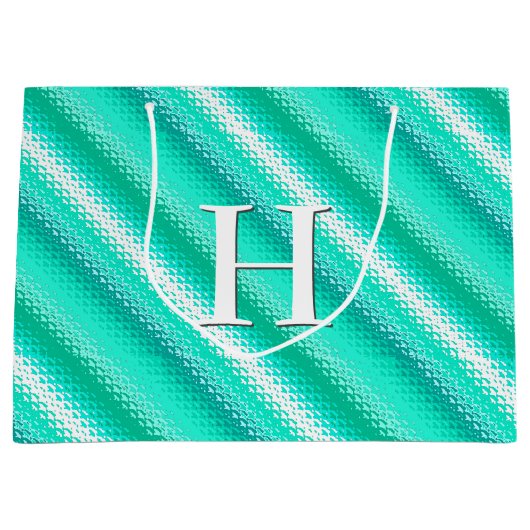 Gegoten strepen - turkooizen en wit large cadeautasje (Voorkant)