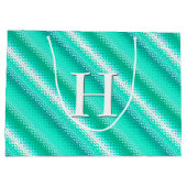 Gegoten strepen - turkooizen en wit large cadeautasje (Achterkant)