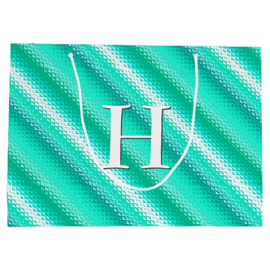 Gegoten strepen - turkooizen en wit large cadeautasje (Achterkant)