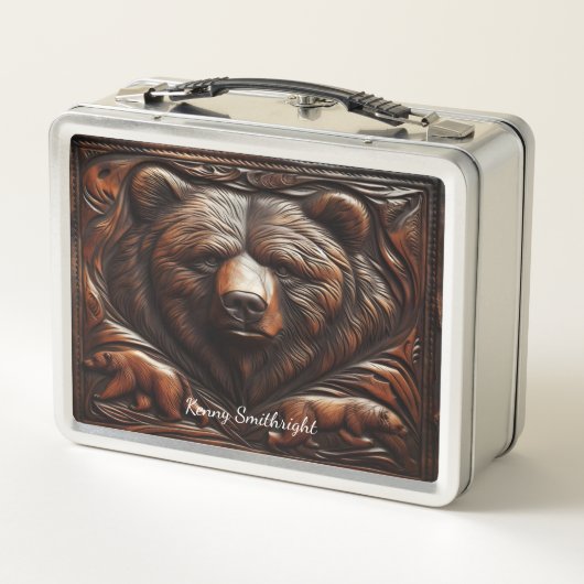 Gegrafeerde grizzly fury in leer (Achterkant)