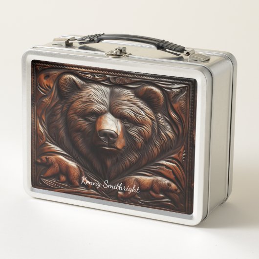 Gegrafeerde grizzly fury in leer (Voorkant)