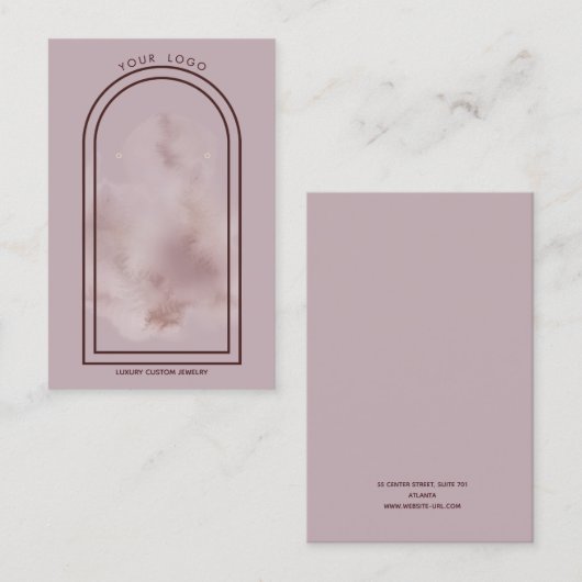 Gegrande Lila en Marsala Arch Earring Display Visitekaartje (Voorkant / Achterkant)