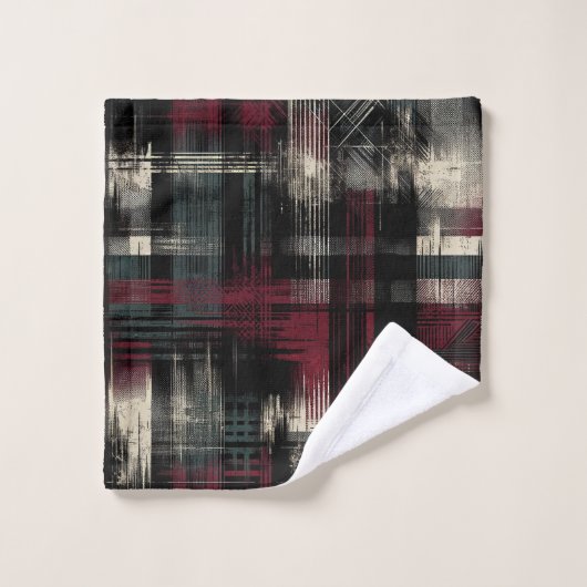 Gegrashte Grungy Alternatieve Grunge Plaid Patroon Bad Handdoek (Wasdoekje)