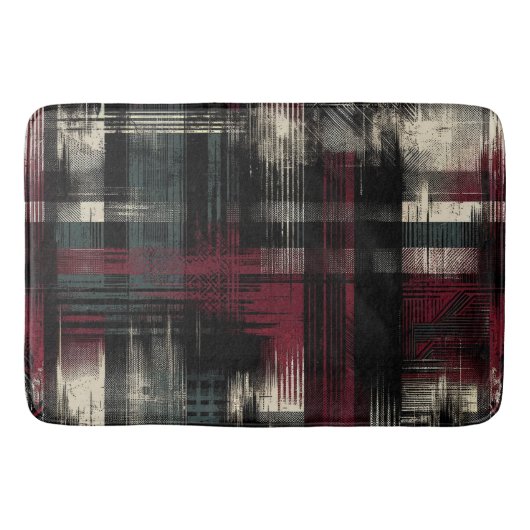Gegrashte Grungy Alternatieve Grunge Plaid Patroon Badmat (Voorkant)