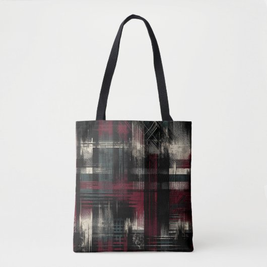 Gegrashte Grungy Alternatieve Grunge Plaid Patroon Tote Bag (Voorkant)
