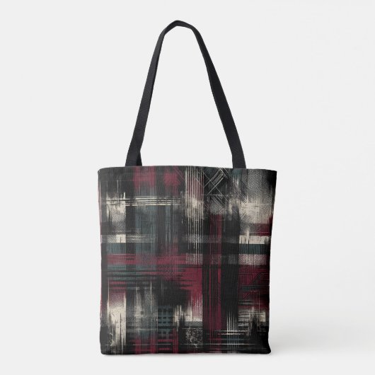 Gegrashte Grungy Alternatieve Grunge Plaid Patroon Tote Bag (Achterkant)