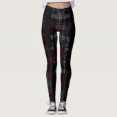 Gegrast Gotisch Donker Grungy Grunge Plaid Patroon Leggings (Voorkant)