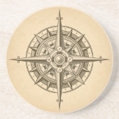 gegraveerd Compass Roos Zandsteen Onderzetter (Voorkant)