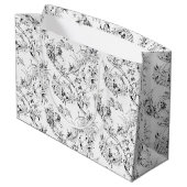  gegraveerd Frans Floral Fantasy Toile-Black Groot Cadeauzakje (Achterkant Gekanteld)