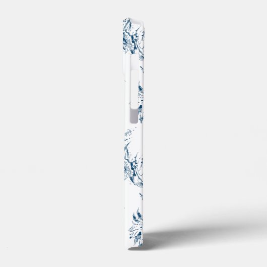 gegraveerd Frans Floral Fantasy Toile-Blue Case-Mate iPhone Case (Achterkant / Links)