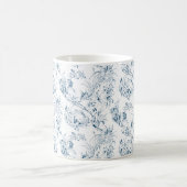  gegraveerd Frans Floral Fantasy Toile-Blue Koffiemok (Center)