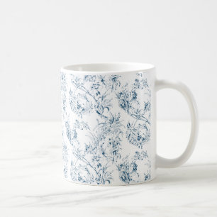 gegraveerd Frans Floral Fantasy Toile-Blue Koffiemok