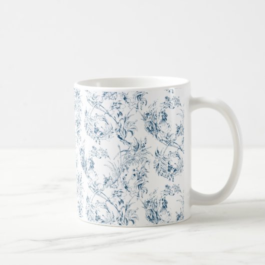  gegraveerd Frans Floral Fantasy Toile-Blue Koffiemok (Rechts)