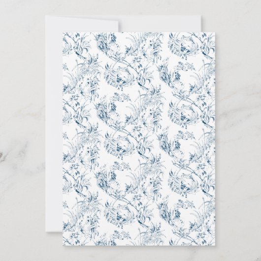  gegraveerd Frans Floral Fantasy Toile-Blue Notitiekaartje (Achterkant)