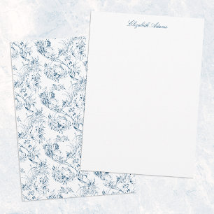  gegraveerd Frans Floral Fantasy Toile-Blue Notitiekaartje