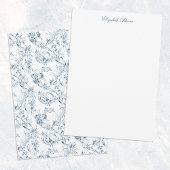  gegraveerd Frans Floral Fantasy Toile-Blue Notitiekaartje
