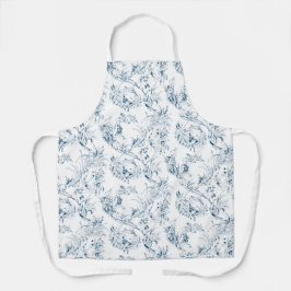  gegraveerd Frans Floral Fantasy Toile-Blue Schort