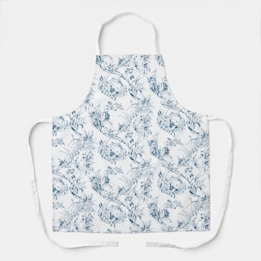  gegraveerd Frans Floral Fantasy Toile-Blue Schort (Voorkant)