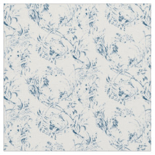 gegraveerd Frans Floral Fantasy Toile-Blue Stof
