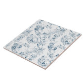  gegraveerd Frans Floral Fantasy Toile-Blue Tegeltje (Zijkant)