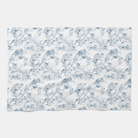  gegraveerd Frans Floral Fantasy Toile-Blue Theedoek (Horizontaal)