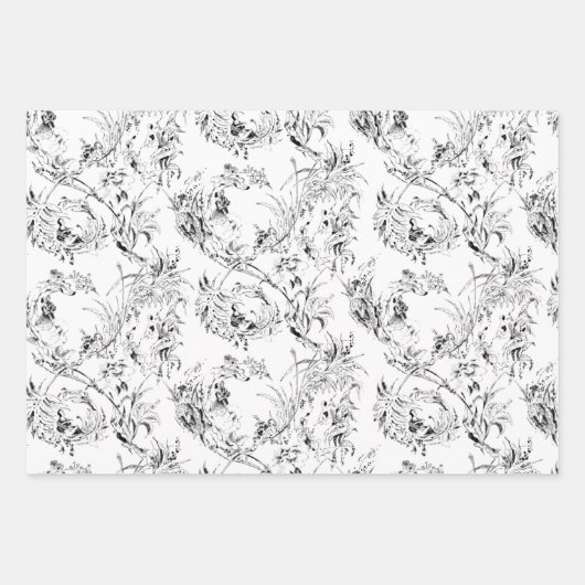  gegraveerd Frans Floral Fantasy Toile Inpakpapier Vel (Voorkant 3)