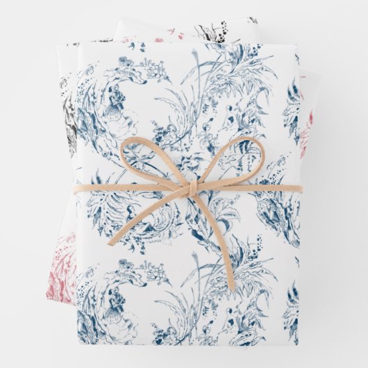  gegraveerd Frans Floral Fantasy Toile Inpakpapier Vel (In situ)