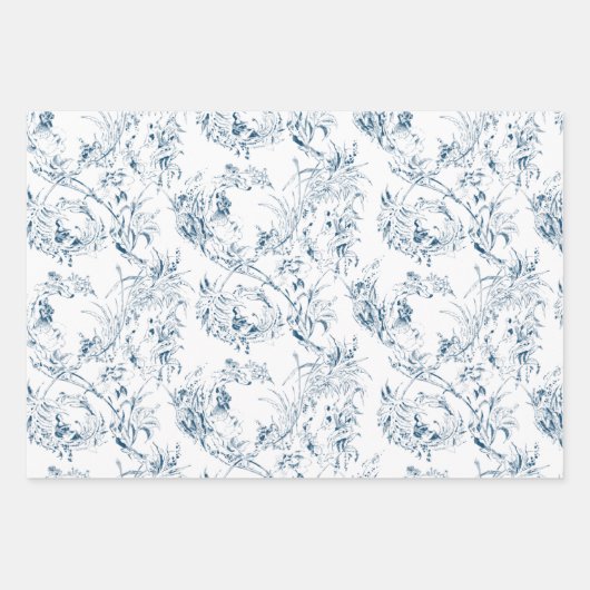  gegraveerd Frans Floral Fantasy Toile Inpakpapier Vel (Voorkant)