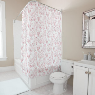 gegraveerd Frans Floral Fantasy Toile-Pink Douchegordijn