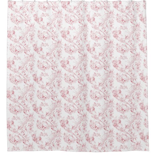 gegraveerd Frans Floral Fantasy Toile-Pink Douchegordijn (Voorkant)