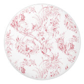  gegraveerd Frans Floral Fantasy Toile-Pink Keramische Knop (Voorkant)