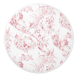 gegraveerd Frans Floral Fantasy Toile-Pink Keramische Knop