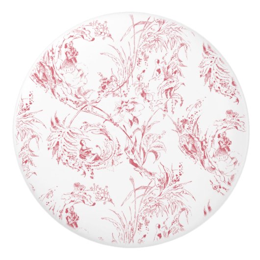  gegraveerd Frans Floral Fantasy Toile-Pink Keramische Knop (Voorkant)