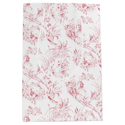  gegraveerd Frans Floral Fantasy Toile-Pink Medium Cadeauzakje (Voorkant)